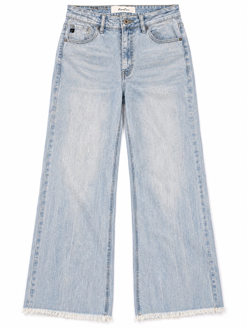 KanCan High Rise Wide Leg Jeans Light Wash Raw Hem Women’s 11/30
